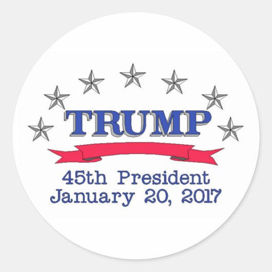 Trump 45. Präsident Runder Aufkleber (Vorderseite)