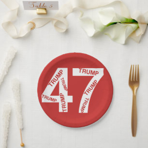 TRUMP 47. Präsident der US-Papierplatte Pappteller