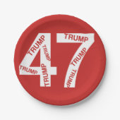 TRUMP 47. Präsident der US-Papierplatte Pappteller (Vorderseite)