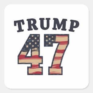Trump 47 Proud Maga American Inauguration Day Quadratischer Aufkleber