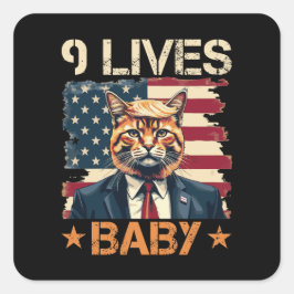 Trump 9 Lives Baby Quadratischer Aufkleber