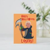 Trump als Grim Sensenmann Halloween Postkarte (Stehend Vorderseite)
