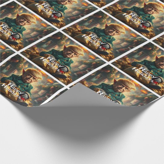 Trump als heiterer Weihnachtself Geschenkpapier (Ecke)