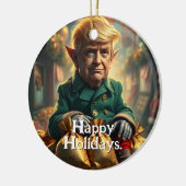 Trump als heiterer Weihnachtself Keramik Ornament (Links)