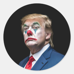 Trump als Joker-Clown Runder Aufkleber