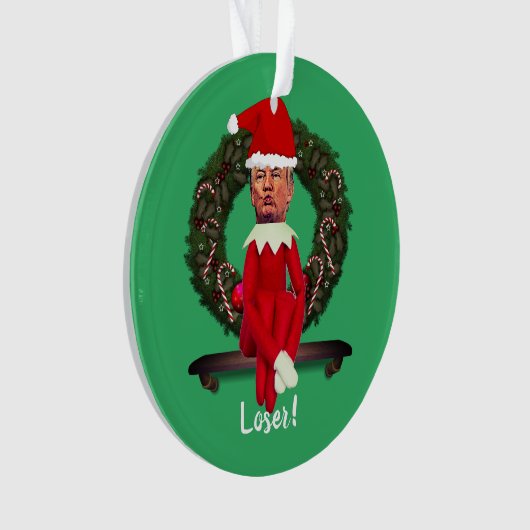 Trump als Weihnachtself Ugly   Ornament (Vorderseite)