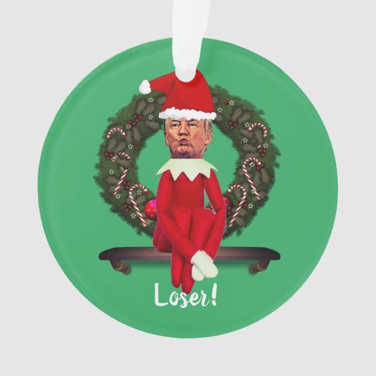 Trump als Weihnachtself Ugly Ornament (Vorderseite)