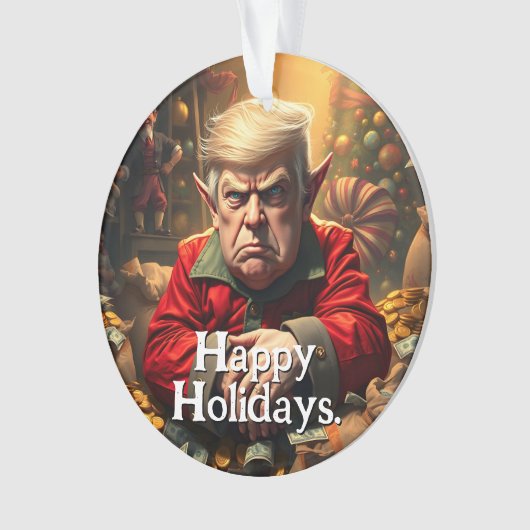 Trump als wütender Weihnachtself Ornament (Vorderseite)