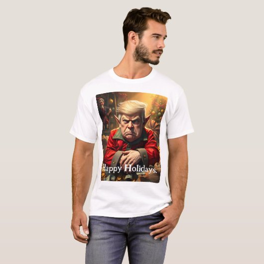 Trump als wütender Weihnachtself T-Shirt (Vorne ganz)