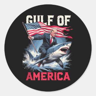 Trump America Shark Gulf of US 2025 an der Spitze Runder Aufkleber