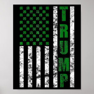 Trump American Flag Vintag St Patricks Day Shamro Poster