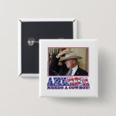TRUMP-AMERIKA-COWBOY BUTTON (Vorne & Hinten)
