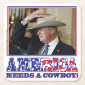 TRUMP-AMERIKA-COWBOY RECHTECKIGER PAPPUNTERSETZER (Vorderseite)