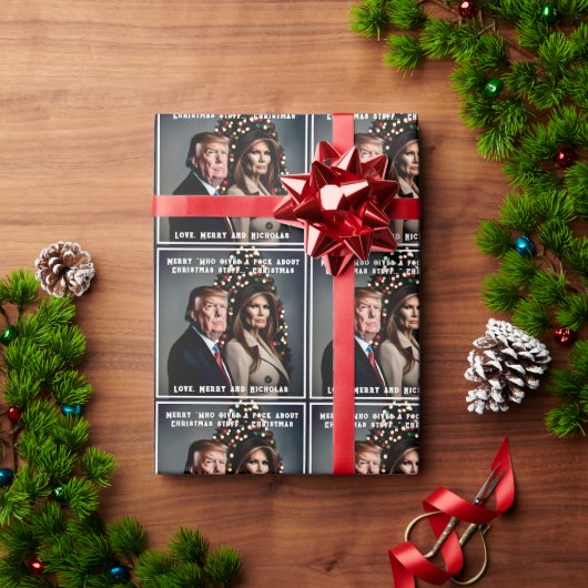 Trump and Wife "Who Gives a F*ck" Christmas Geschenkpapier (Feiertagsgeschenk)