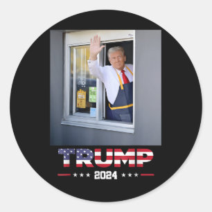 Trump arbeitet mit Trump, der französischen Fries Runder Aufkleber
