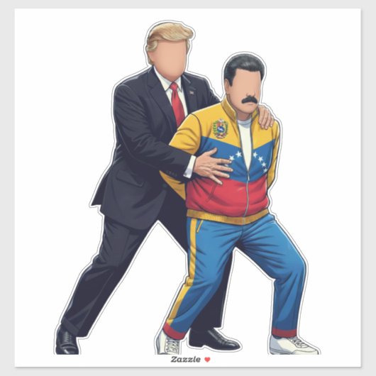 Trump Arresting Maduro Bold Political Satire Aufkleber (Blatt)