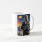 Trump auf Alien Planet Dinosaurier Laser Gun Volca Kaffeetasse (VorderseiteRechts)