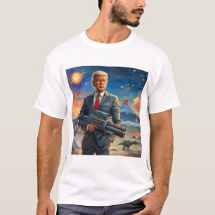 Trump auf Alien Planet Dinosaurier Laser Gun Volca T-Shirt