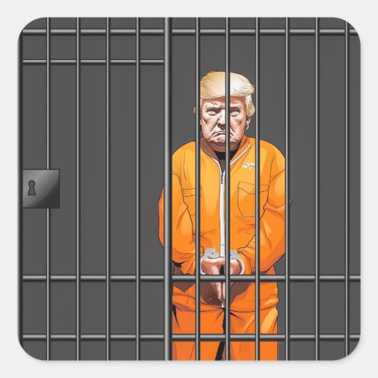 Trump auf dem Gefängnisplatz Quadratischer Aufkleber (Vorderseite)
