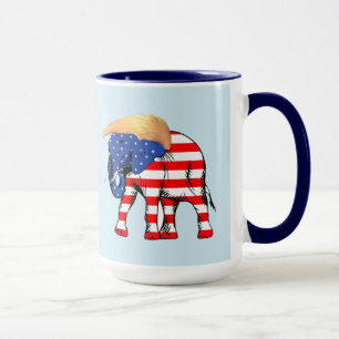 Trump Bad Hair Elephant 15 oz Ringer Tasse, ZSSG Tasse