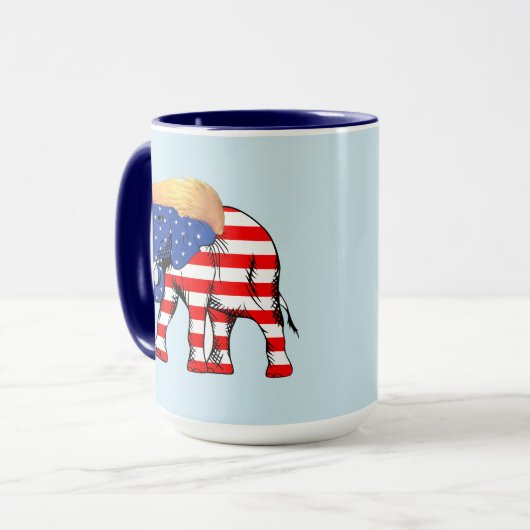 Trump Bad Hair Elephant 15 oz Ringer Tasse, ZSSG Tasse (Vorderseite Links)