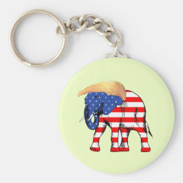 Trump Bad Hair Elephant Button Schlüsselanhänger, Schlüsselanhänger