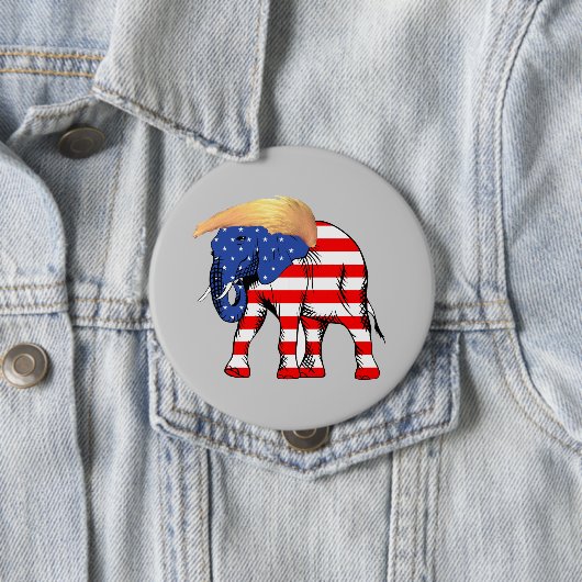 Trump Bad Hair Elephant Round Button Back Button,  (Beispiel)