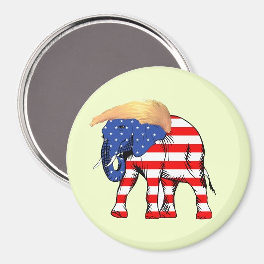 Trump Bad Hair Elephant Round Magnet, ZSSG Magnet (Vorderseite/Rückseite)