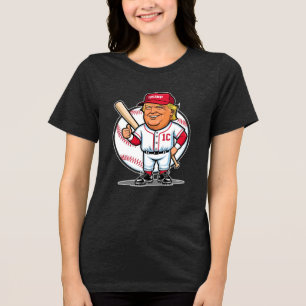 Trump Baseball Karikatur Tri-Blend Shirt