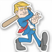 Trump Baseball Player Bat Swing Cartoon 45 Aufkleber (Vorderseite)