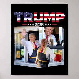 Trump bedient den Drive-thru-Fast-Food-Mitarbeiter Poster