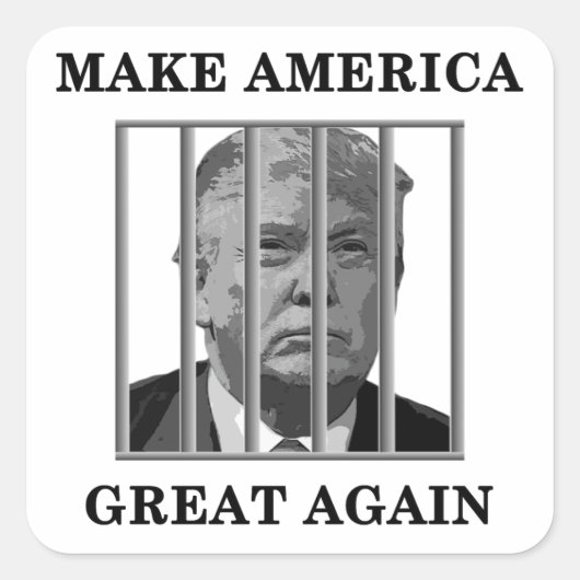 Trump Behind Bars Quadratischer Aufkleber (Vorderseite)