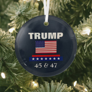 TRUMP BESTER PRÄSIDENT ALLERZEITEN 45 & 47   ORNAMENT AUS GLAS