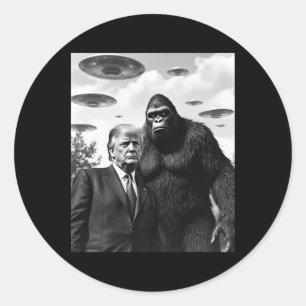 Trump Bigfoot UFO Außerirdische Begegnung Außerird Runder Aufkleber