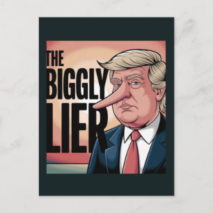 Trump Biggly Lier Cartoon Postkarte