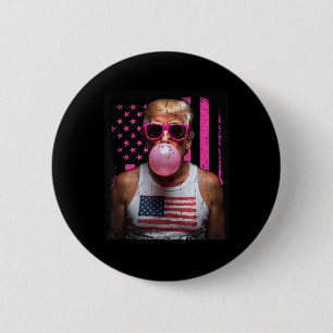 Trump-Blase Gum Pink Sungles Usa Flag Funny _2 Button