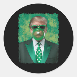 Trump bläst Blase Gum Funny St Patricks Day Runder Aufkleber