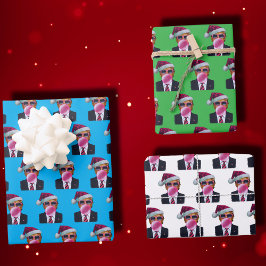 Trump bläst Blubble Gum Blue Weihnachtsgeschenk Geschenkpapier Set