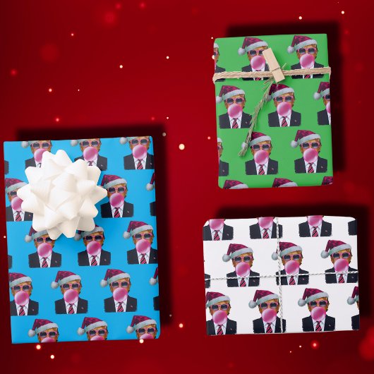 Trump bläst Blubble Gum Blue Weihnachtsgeschenk Geschenkpapier Set