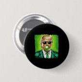 Trump Blowing Bubble Gum St. Patrick's Day Green S Button (Vorne & Hinten)