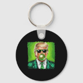 Trump Blowing Bubble Gum St. Patrick's Day Green S Schlüsselanhänger (Vorderseite)