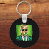 Trump Blowing Bubble Gum St. Patrick's Day Green S Schlüsselanhänger (Vorderseite)