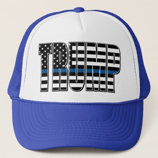 Trump-Blue-Line-Polizeiflagge Truckerkappe (Vorderseite)