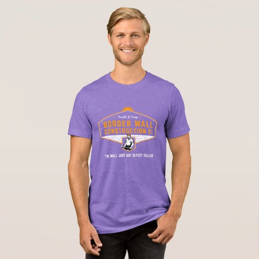 Trump Border Wall Construction Novelty Tri-Blend Shirt (Vorderseite voll)