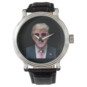 Trump Bubble Gum Pink Lustiger USA Präsident Armbanduhr