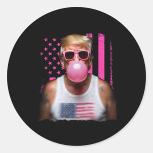 Trump Bubble Gum Rosa Sonnenbrille USA-Flagge Lust Runder Aufkleber