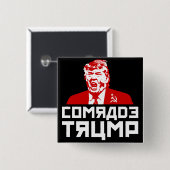 Trump Button: "COMRADE TRUMP" (schwarz) Button (Vorne & Hinten)