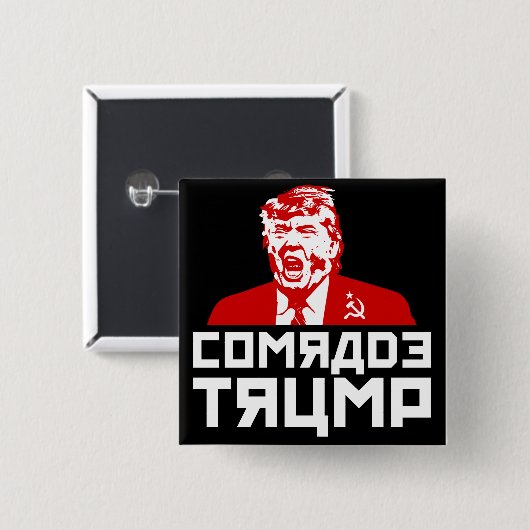 Trump Button: "COMRADE TRUMP" (schwarz) Button (Vorne & Hinten)