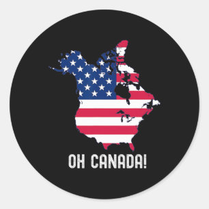 Trump Canada USA 51. Staat Map American Flag Runder Aufkleber