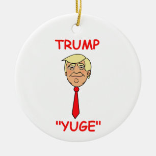 Trump-Cartoon mit Krawatte konfrontiert - "Yuge"-O Keramik Ornament